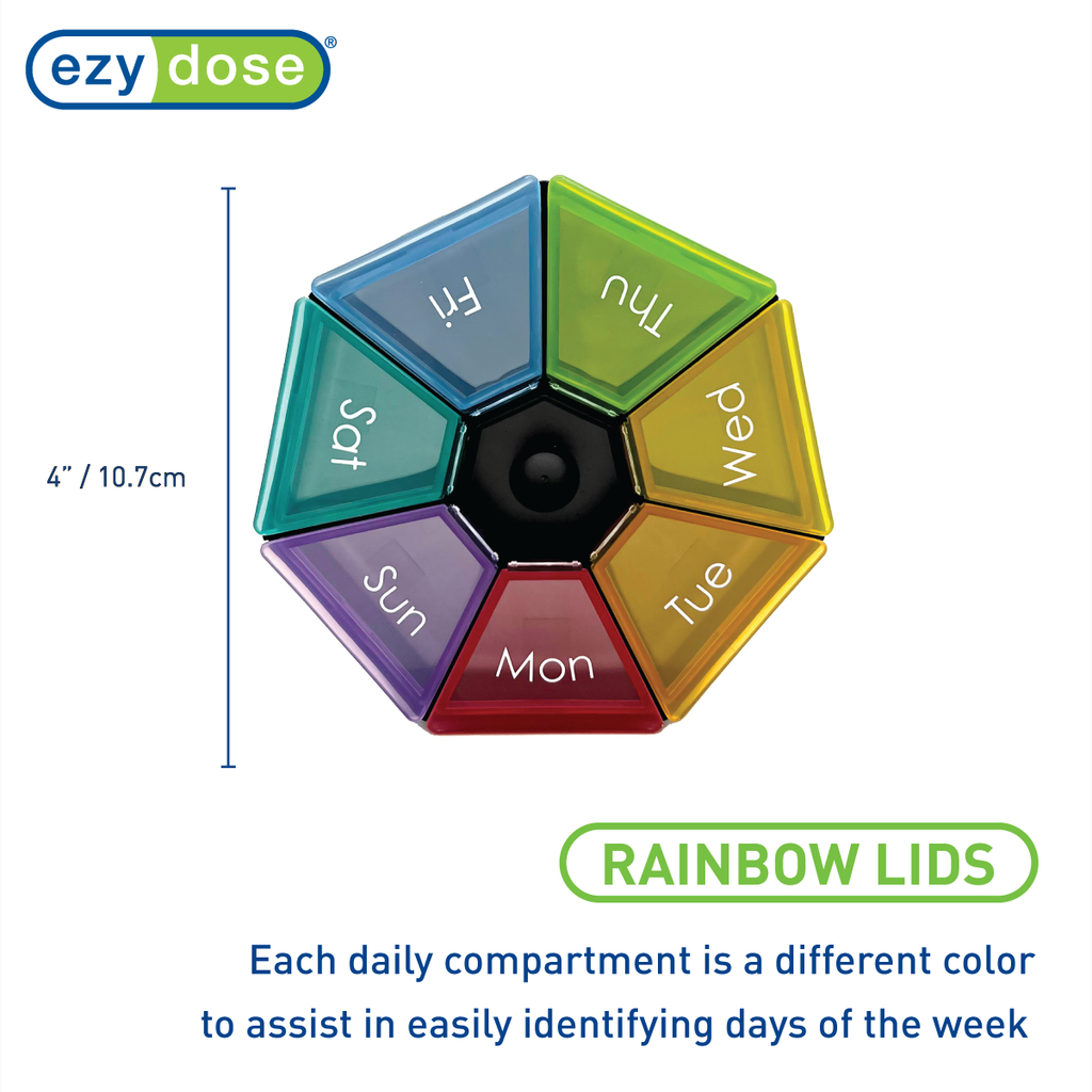 Ezy Dose® Weekly 7-Sided Pill Organizer, Rainbow