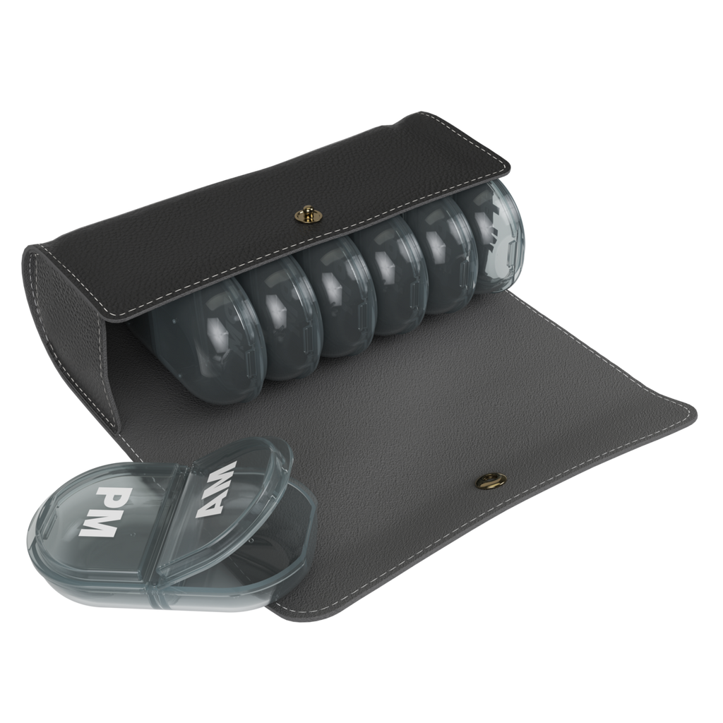 Ezy Dose® Daily AM/PM Black Pill Planner with Black Case