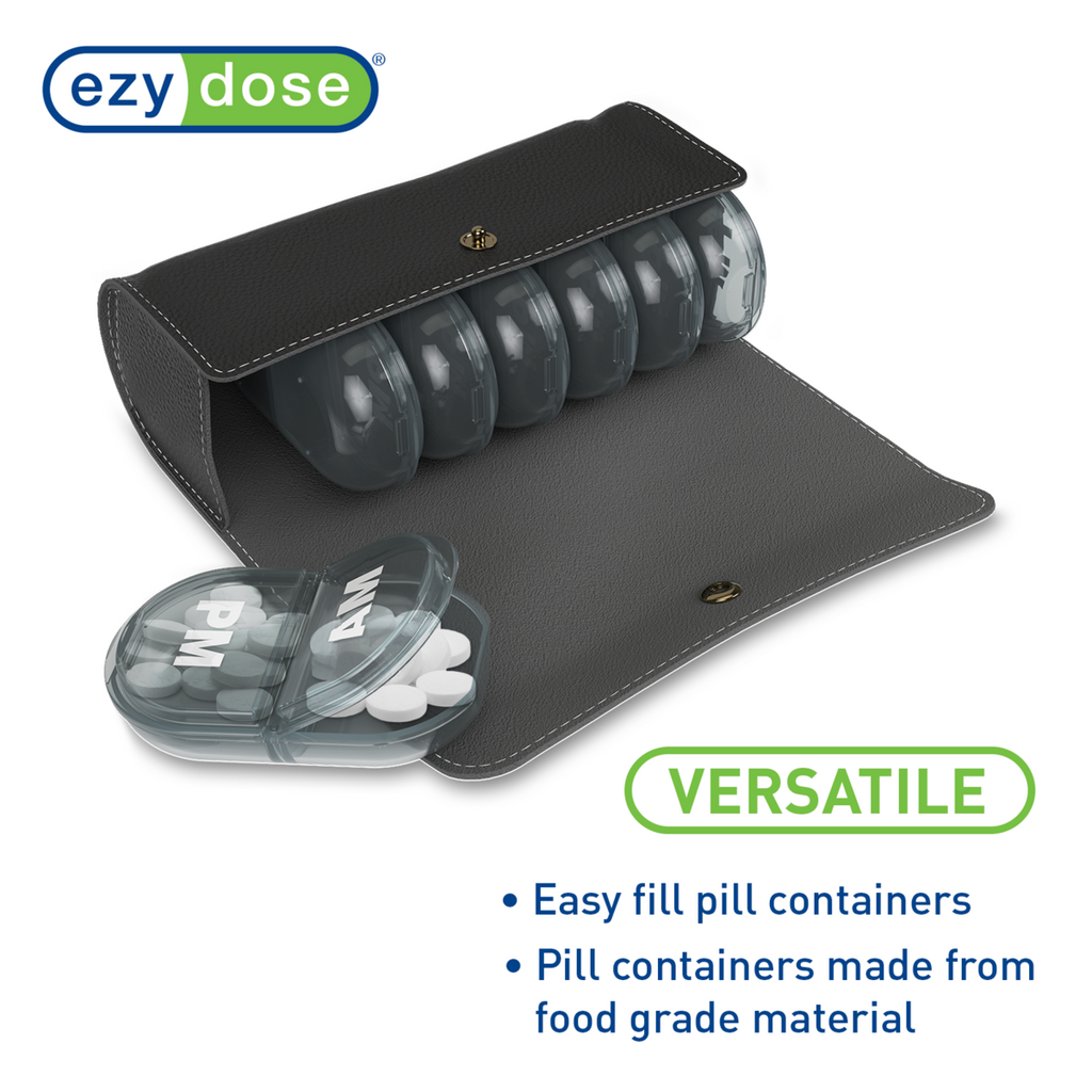 Ezy Dose® Daily AM/PM Black Pill Planner with Black Case