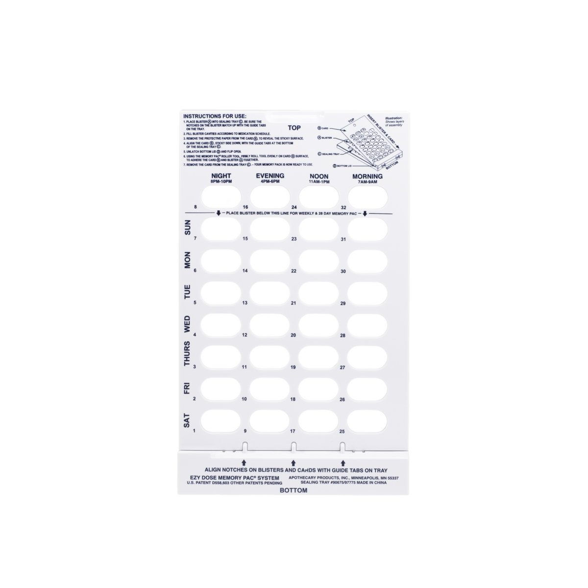 Ezy Dose® 28-Day Daily and Weekly Sealing Tray