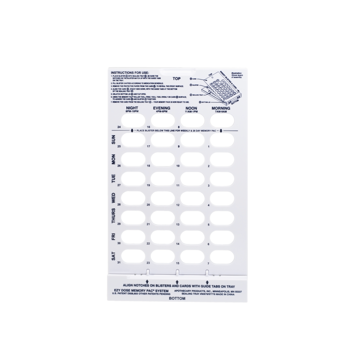 Ezy Dose® 32-Day Calender View Tray