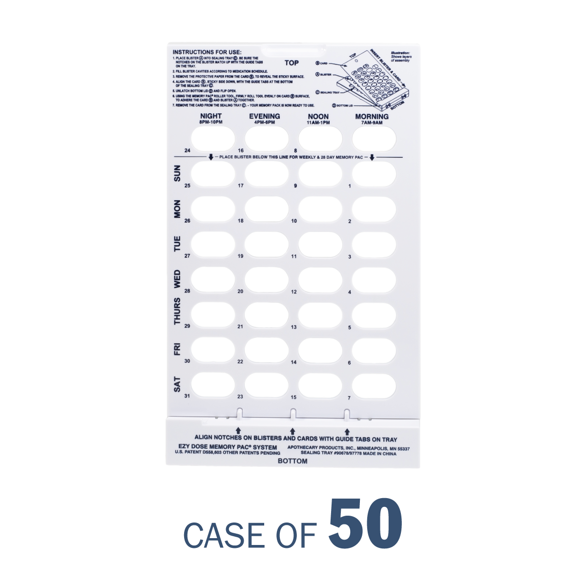 Ezy Dose® 32-Day Calender View Tray