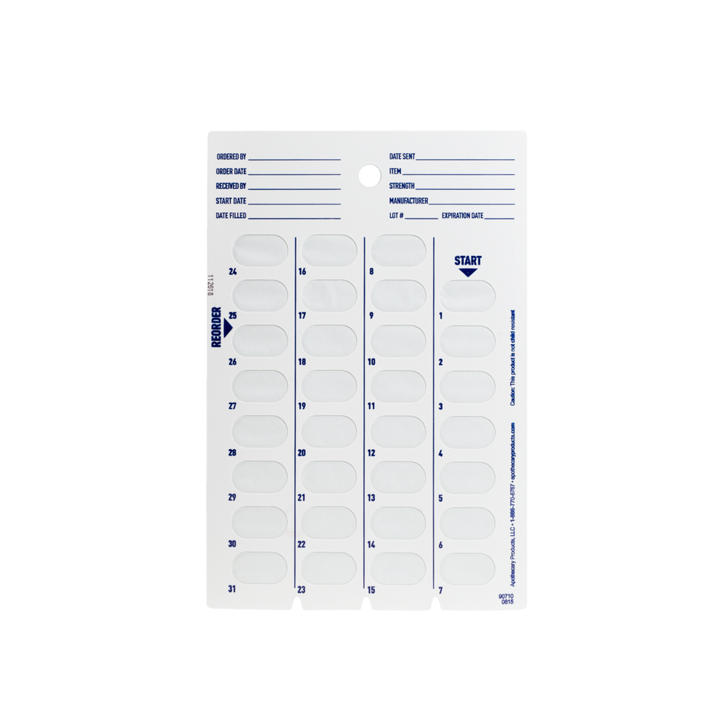 Ezy Dose® 31-Day Calendar Disposable Cold Seal Cards (Case of 500)