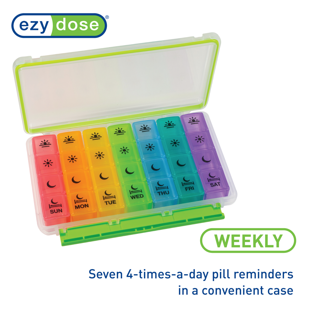 Ezy Dose® Weekly 4x/Day Pill Organizer, Rainbow