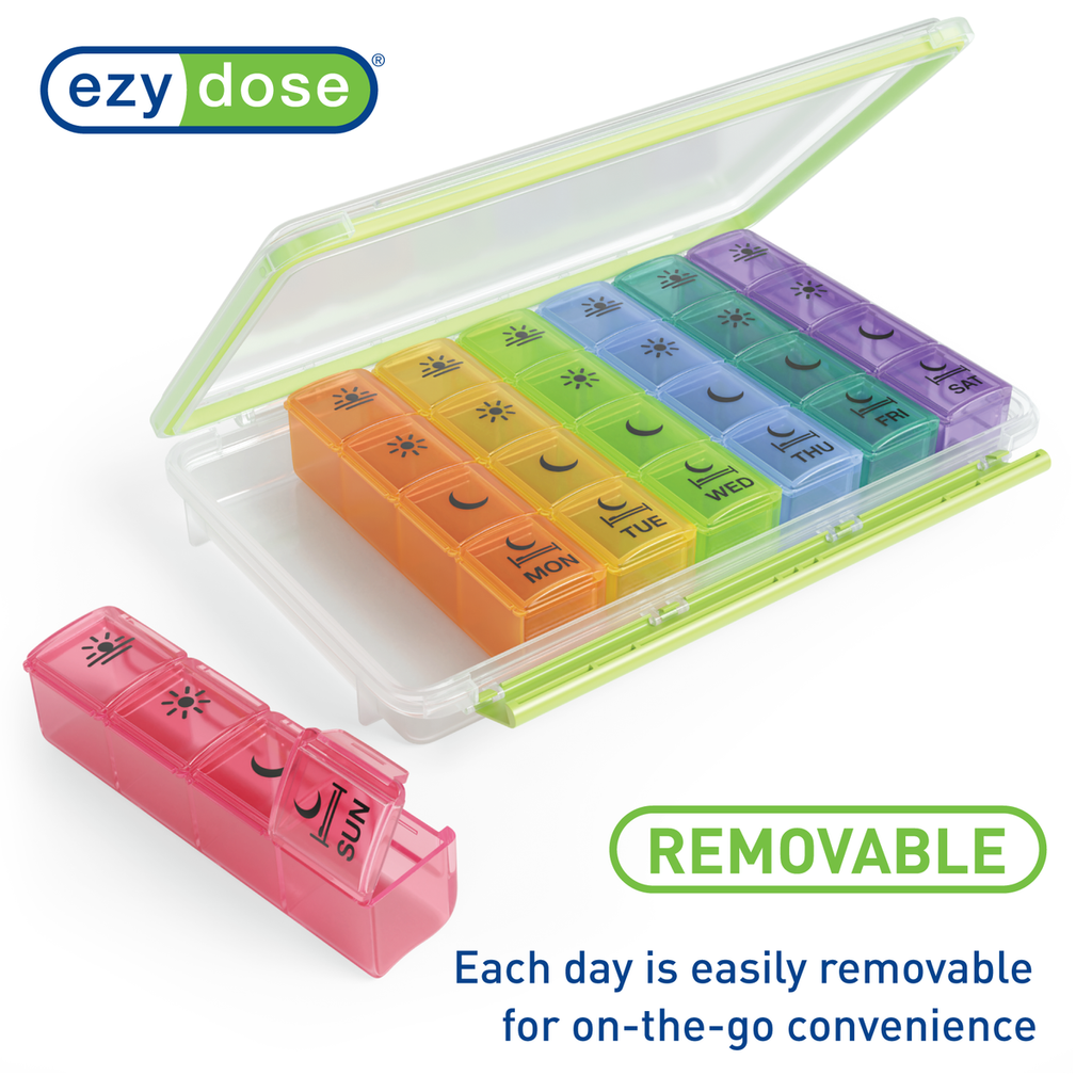 Ezy Dose® Weekly 4x/Day Pill Organizer, Rainbow