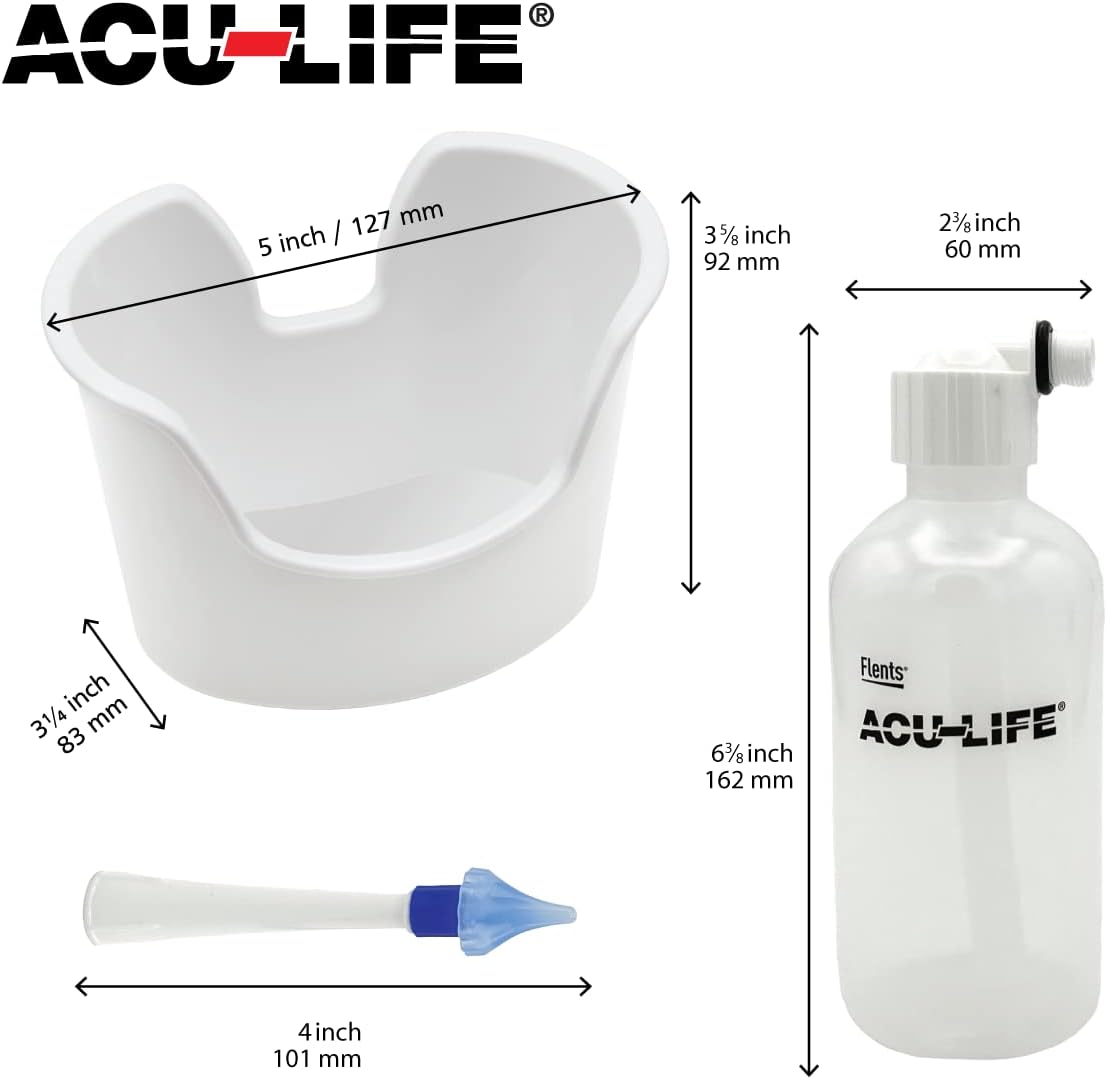 Acu-Life® Ear Irrigator with Soft Tri-Steam Fit (Includes Basin, Ear Syringe and Easy Squeeze Bottle)