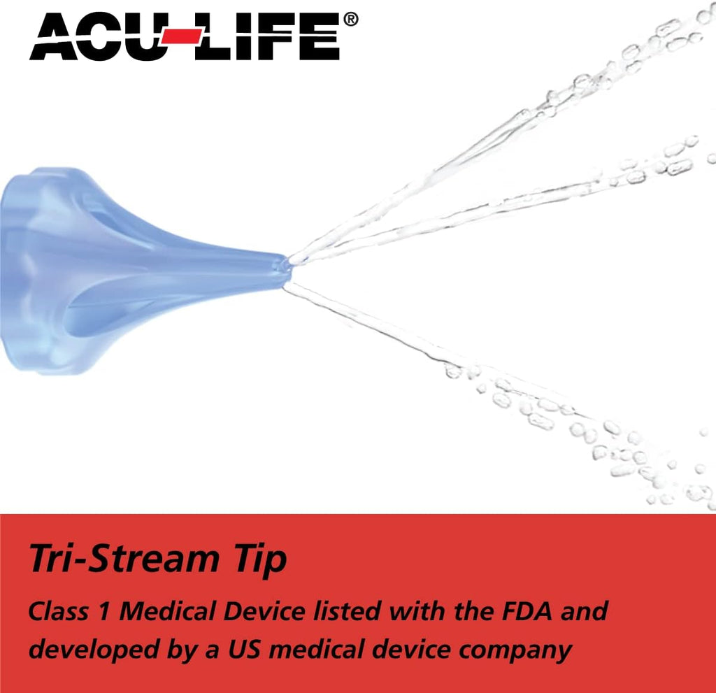 Acu-Life® Ear Irrigator with Soft Tri-Steam Fit (Includes Basin, Ear Syringe and Easy Squeeze Bottle)