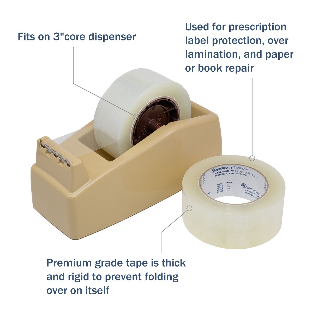 Apothecary Products Precision & Packaging Tape (2 in Width, 72 Yards Length)