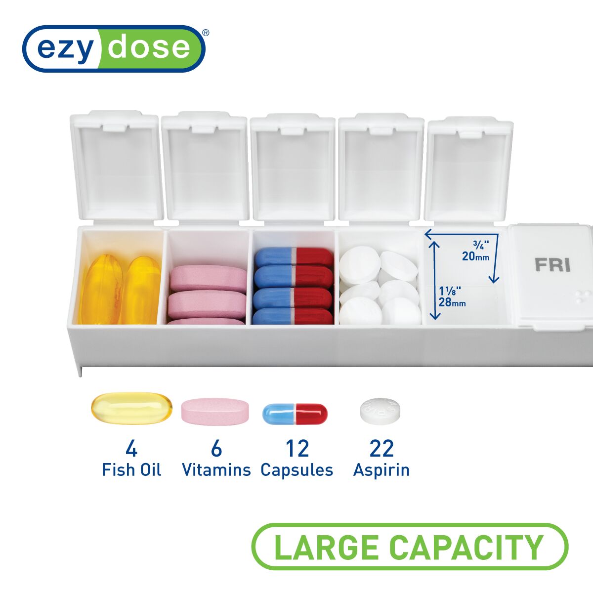 Ezy Dose® Contour Weekly Classic Pill Planner (Large)