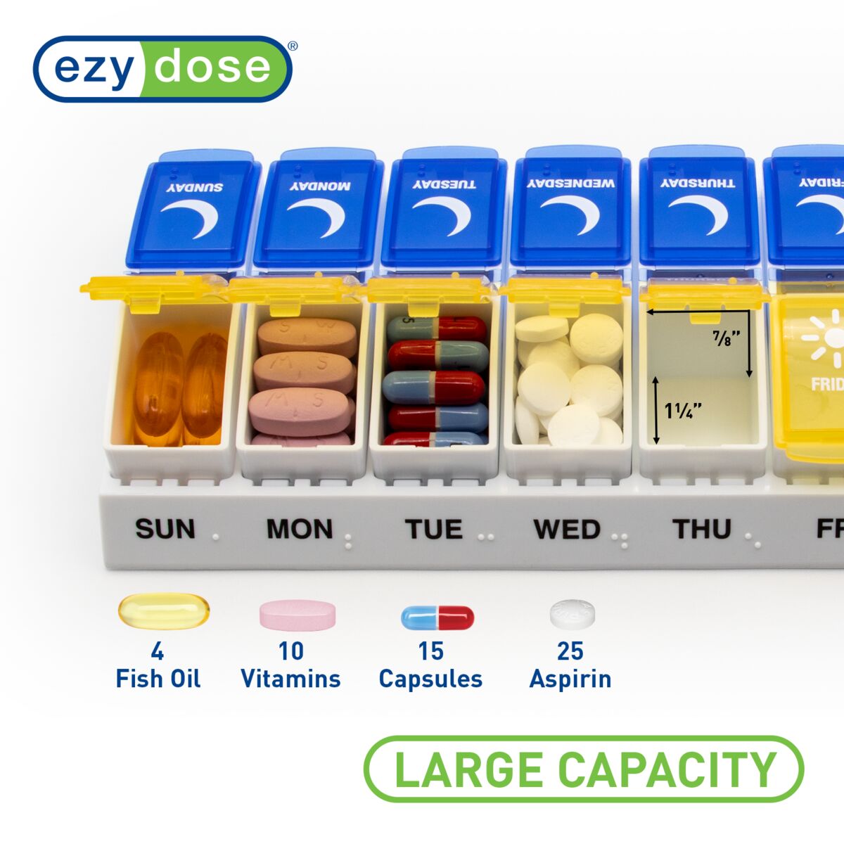 Ezy Dose® Weekly AM/PM Travel Pill Organizer (Large)