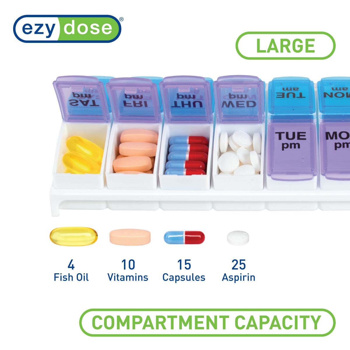Ezy Dose® Weekly AM/PM Travel Pill Organizer (Large)