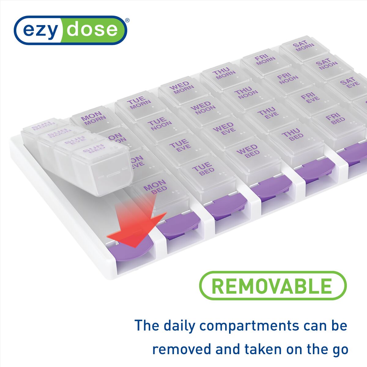 Ezy Dose® Push-Button One-Day-At-A-Time® Pill Organizer