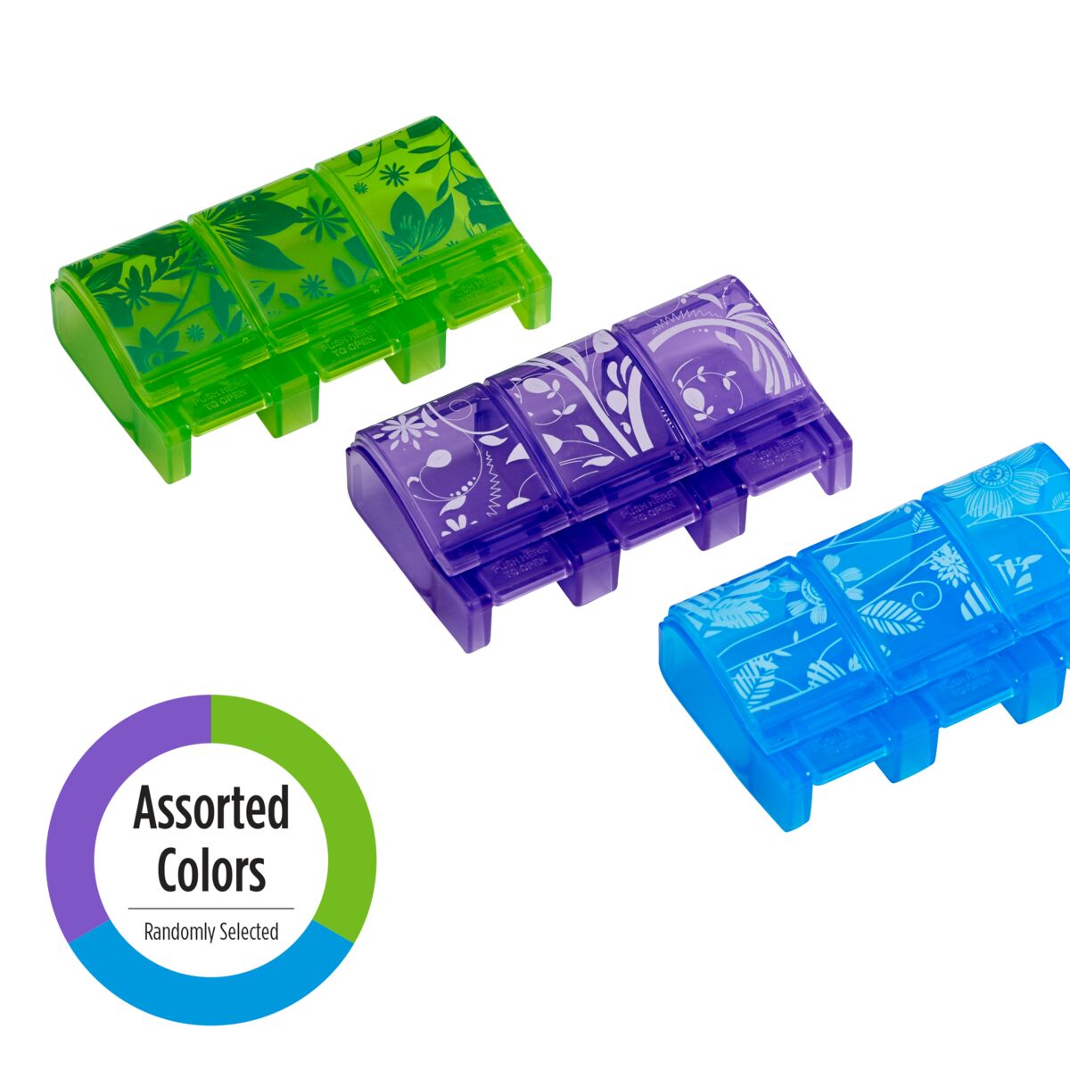 Ezy Dose® 3 Compartment Pill Container with Soft Touch Buttons