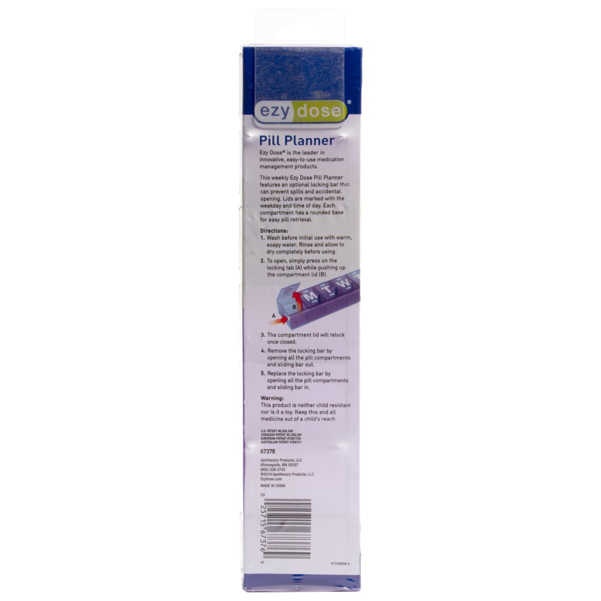Ezy Dose® Weekly AM/PM Pill Organizer with Locking Device (3XL)