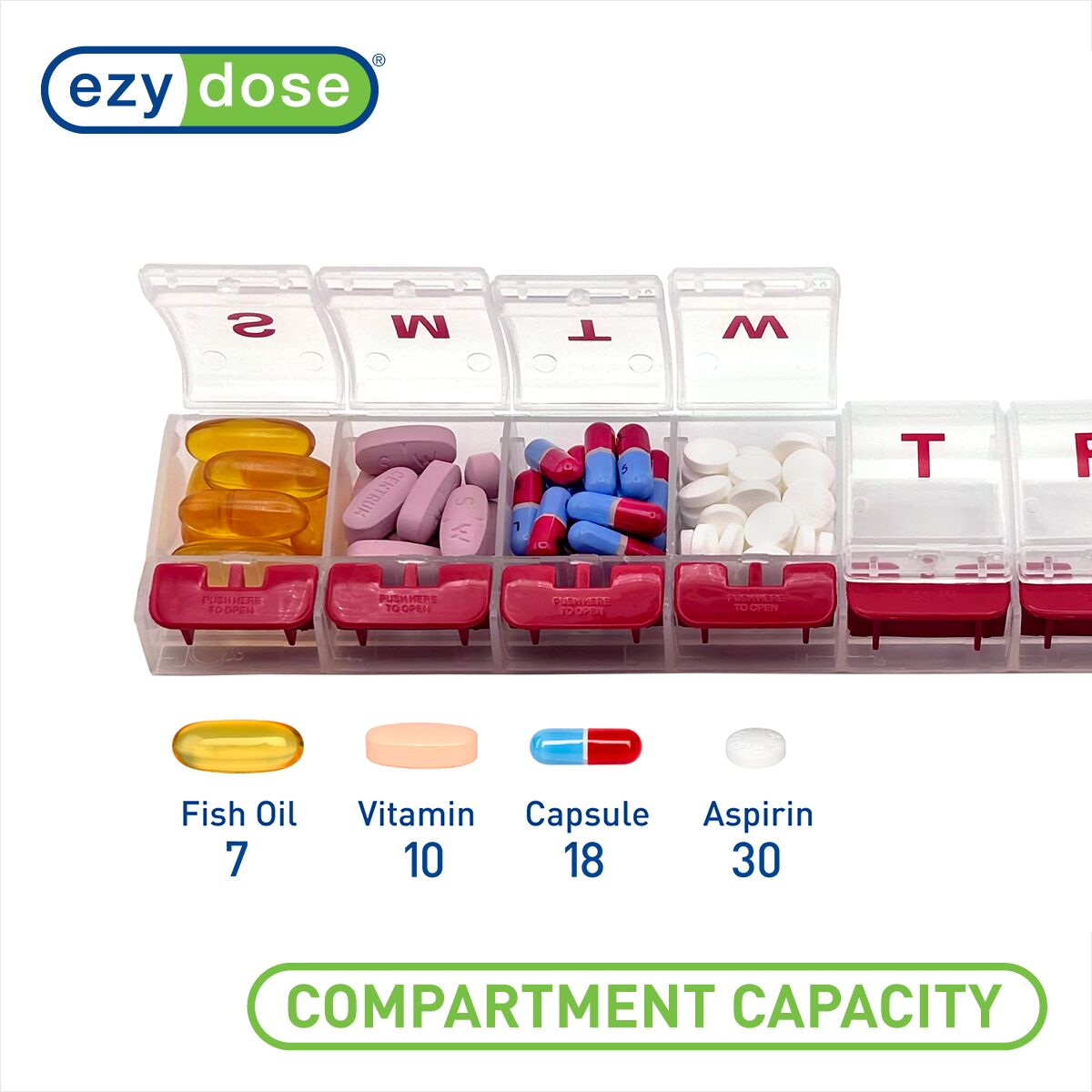 Ezy Dose® Push Button Weekly Pill Organizer