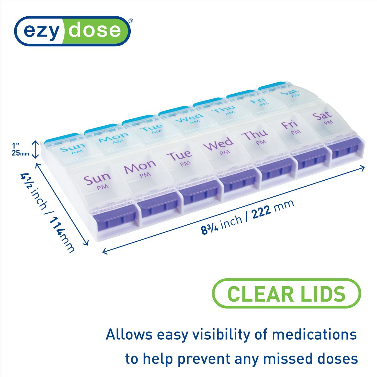 Ezy Dose® Push Button Weekly AM/PM Pill Organizer (XL)