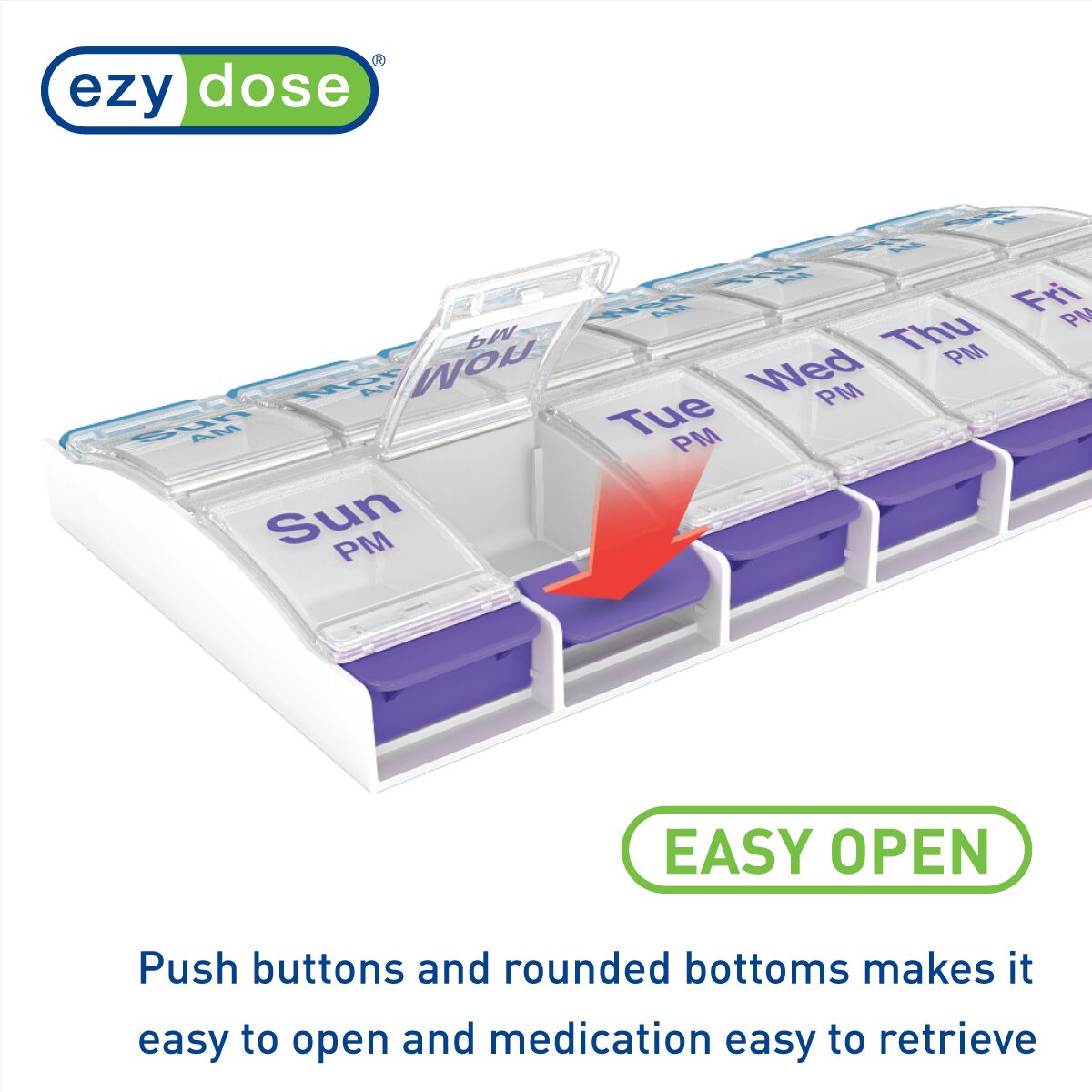Ezy Dose® Push Button Weekly AM/PM Pill Organizer (XL)