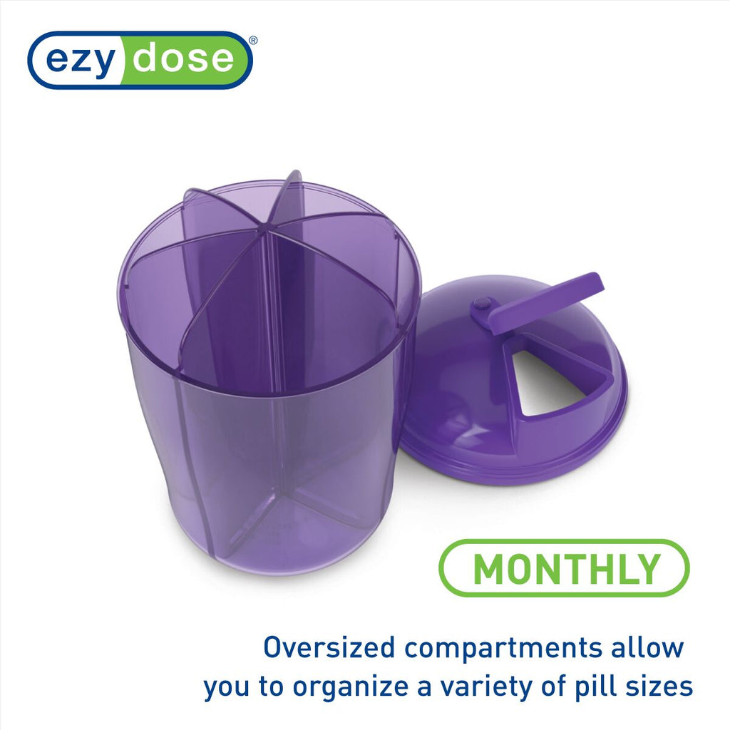Pill and vitamin organizer features oversized compartments to allow you to organize a variety of pill sizes