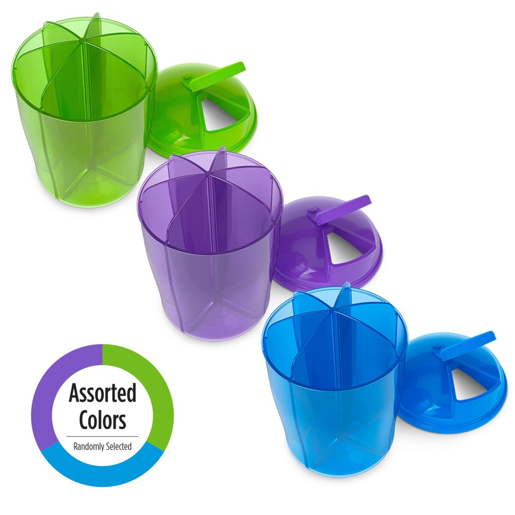 Pill and vitamin organizer comes in assorted colors that are randomly selected