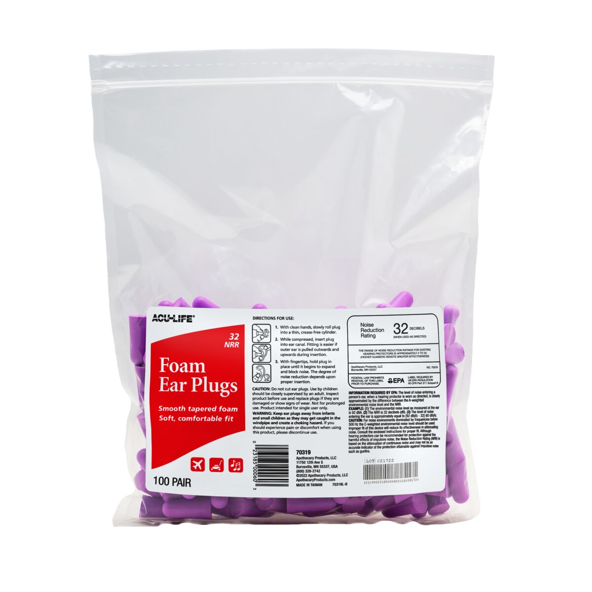 Acu-Life® Foam Ear Plugs