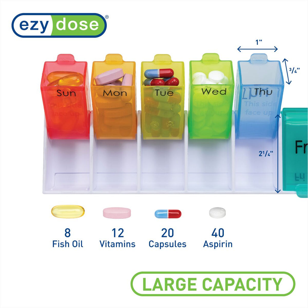 Ezy Dose® Ezy Fill Weekly 14-Day Pill Organizer, Rainbow