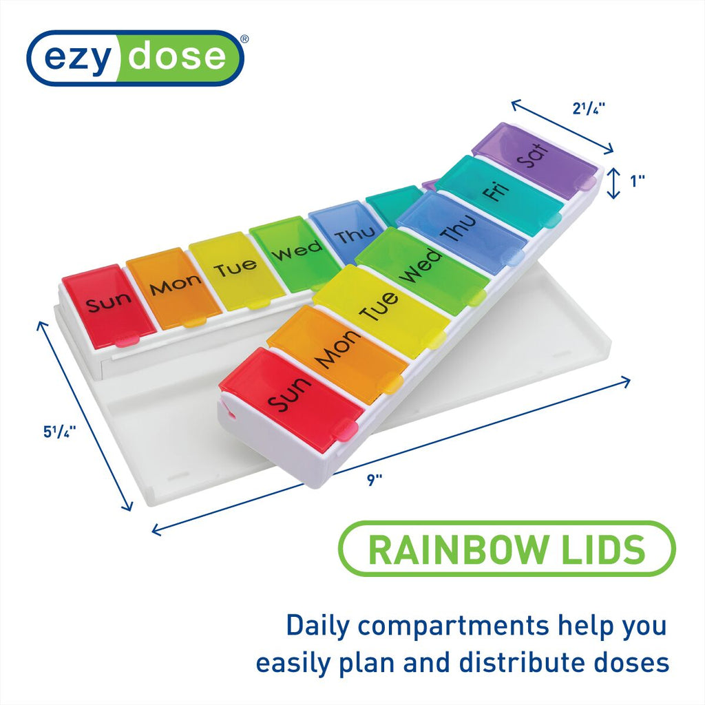 Ezy Dose® Ezy Fill Weekly 14-Day Pill Organizer, Rainbow