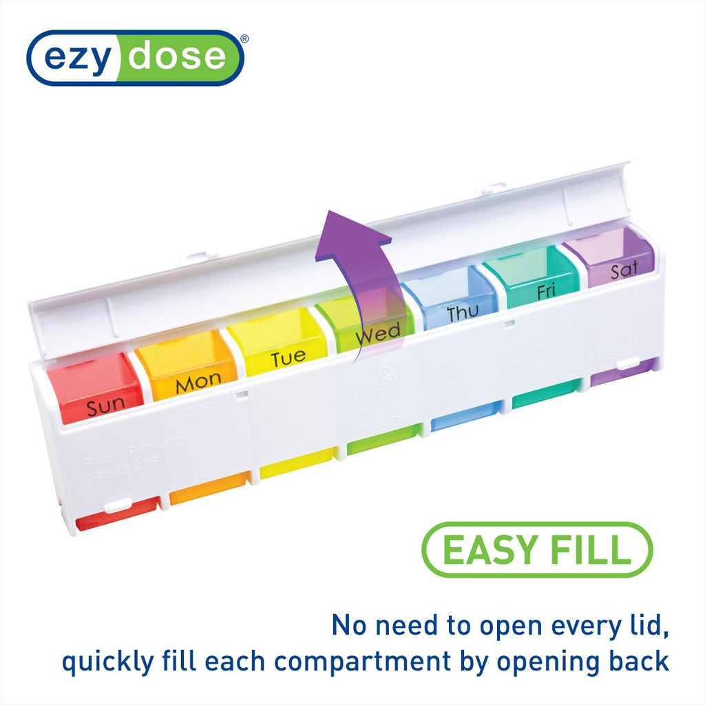 Ezy Dose® Ezy Fill Weekly 14-Day Pill Organizer, Rainbow