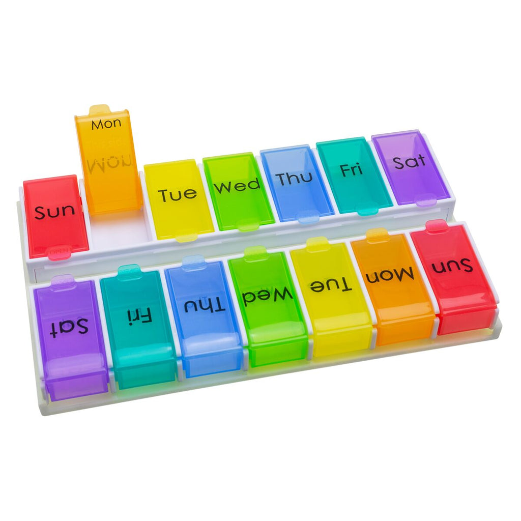 Ezy Dose® Ezy Fill Weekly 14-Day Pill Organizer, Rainbow