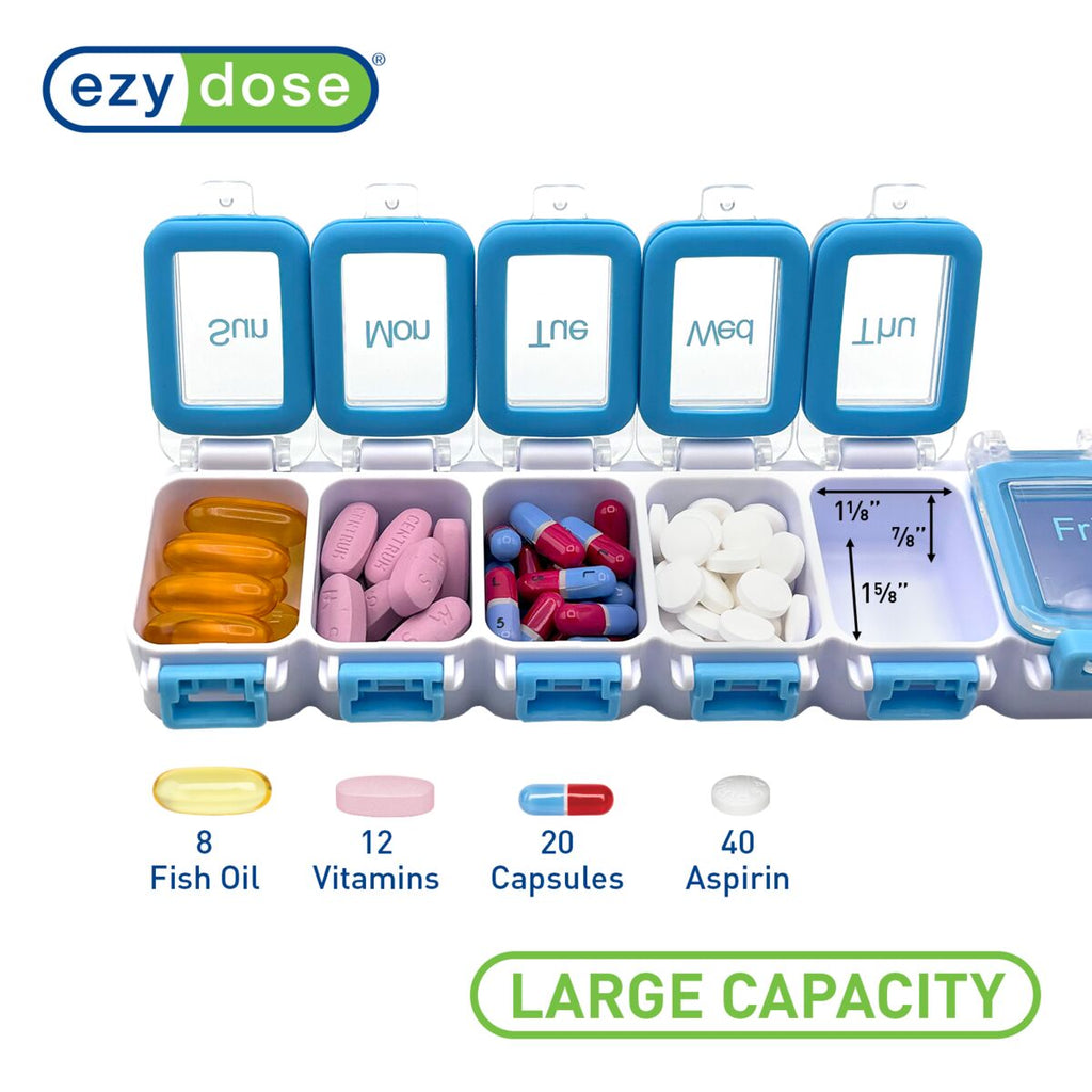 Ezy Dose Clear Lid Pill Organizer with Large Capacity | Apothecary Brands
