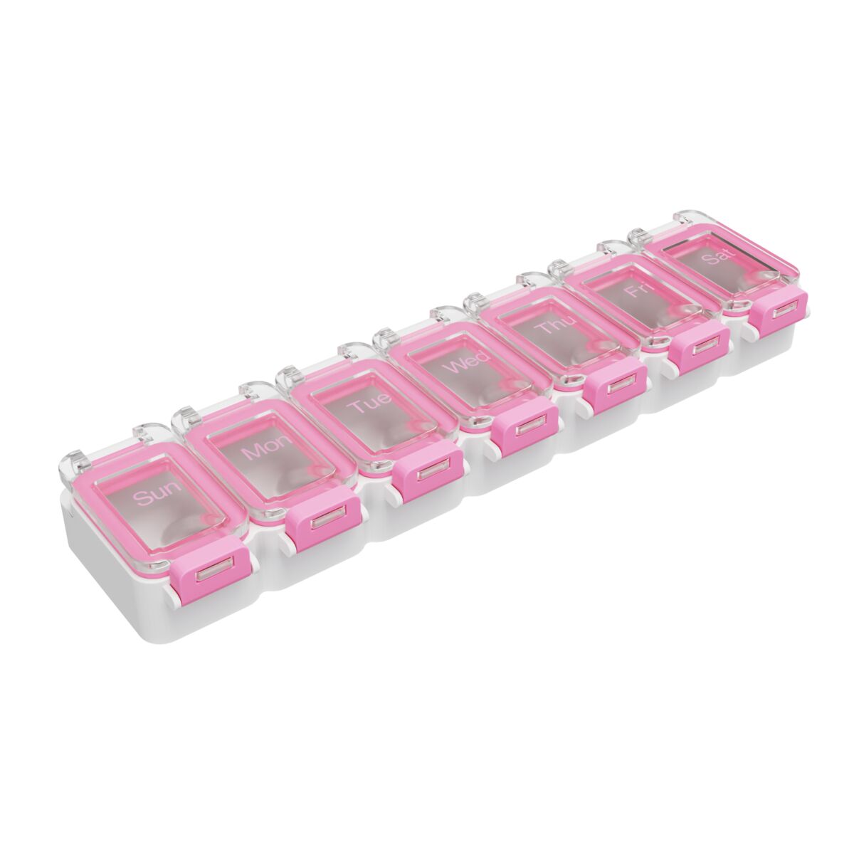 Ezy Dose Pink Pill Oganizer with Clear Lids; Snap lid closure to help ensure a tight gasket seal, BPA Free | at Apothecary Brands