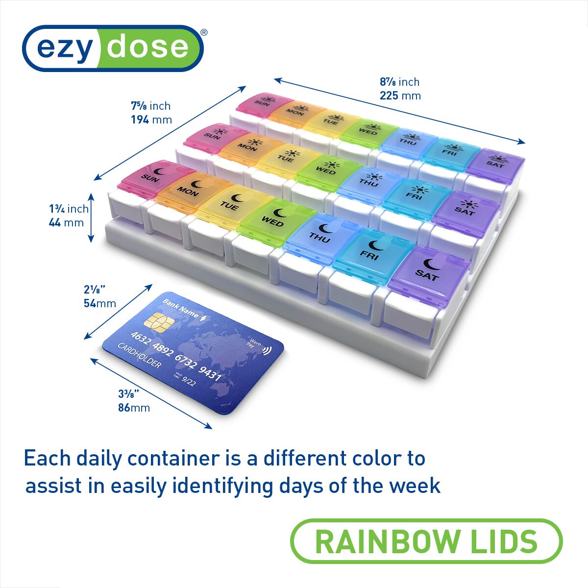 Ezy Dose® Push Button Weekly 3x/Day Pill Organizer