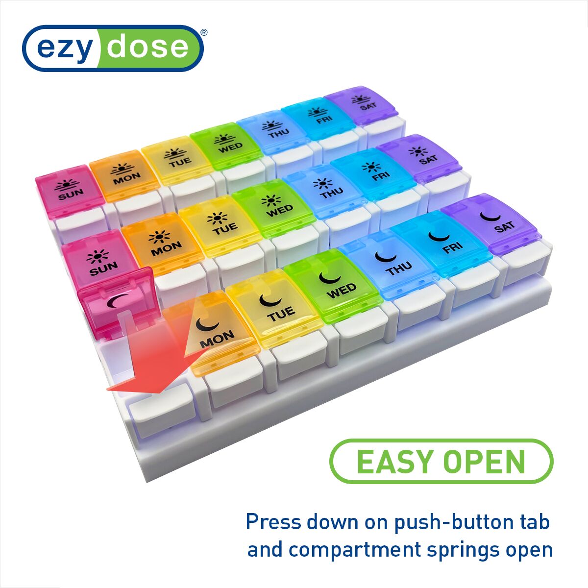Ezy Dose® Push Button Weekly 3x/Day Pill Organizer