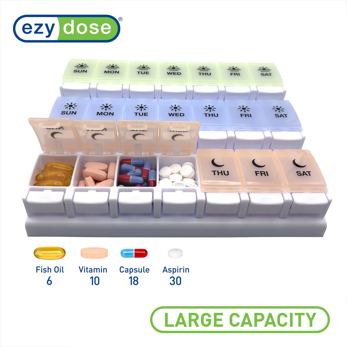 Ezy Dose® Push Button Weekly 3x/Day Pill Organizer