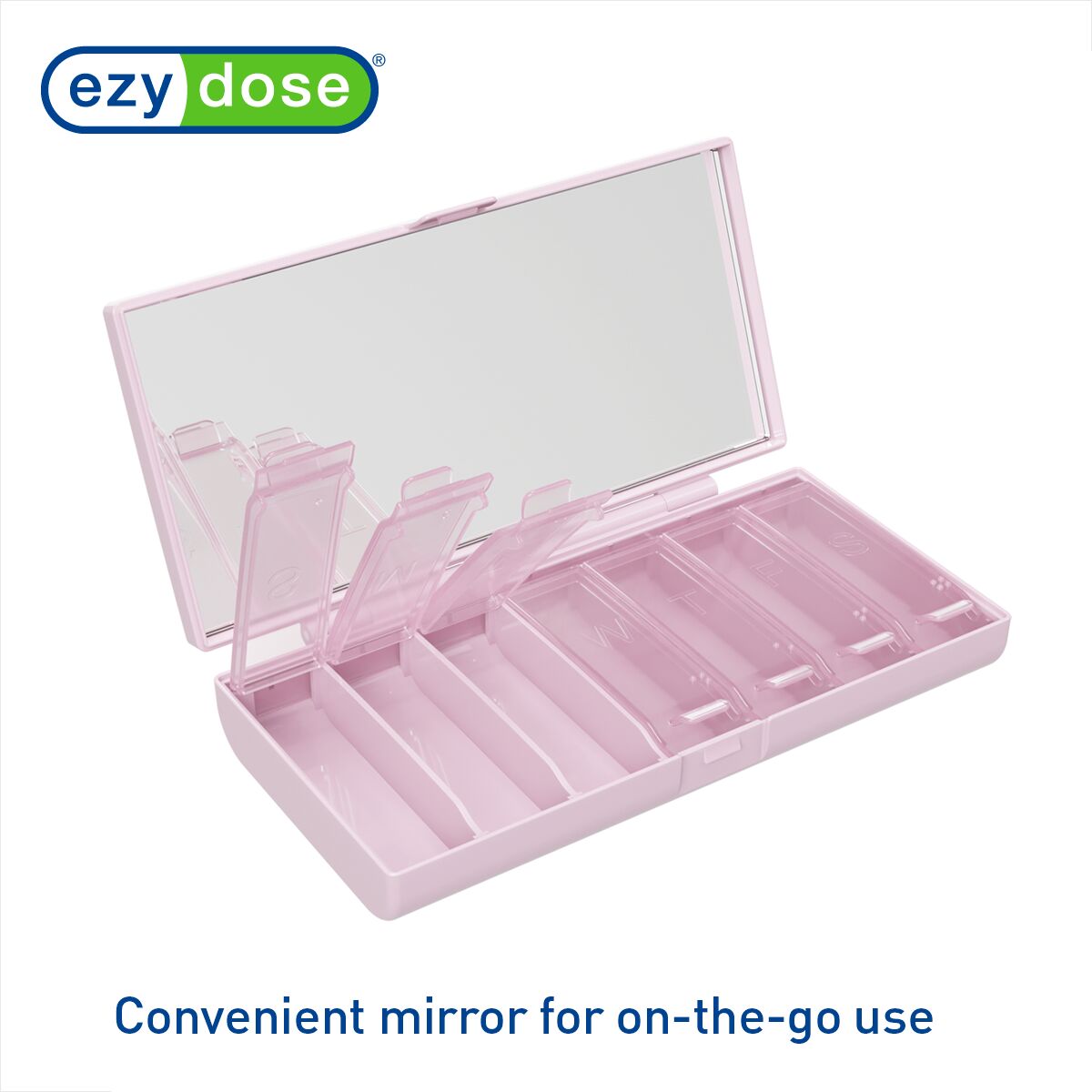 Equadose Pink Mirrored Pill Organizer with Large Capacity | Apothecary Brands
