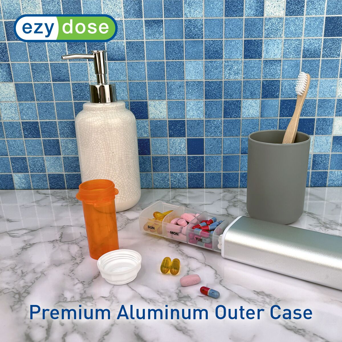 Ezy Dose Premium Aluminum Outer Case Portable Pill Organizer | Apothecary Brands