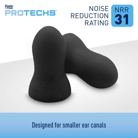 Flents Protechs Noise Reduction Ear Plugs (Black) - NRR 31 - Designed for smaller ear canals | Apothecary Brands