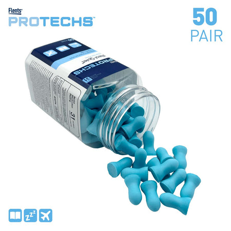 50 Pair Flents Protechs Real Quiet Foam Ear Plugs (Blue) | Apothecary Brands