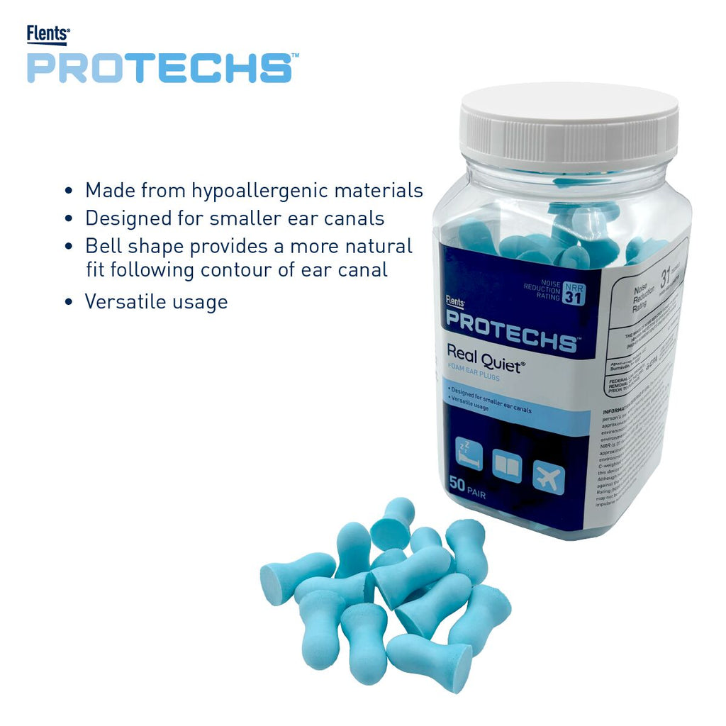 50 Pair Flents Protechs Real Quiet Ear Plugs designed for smaller ear canals | Apothecary Brands