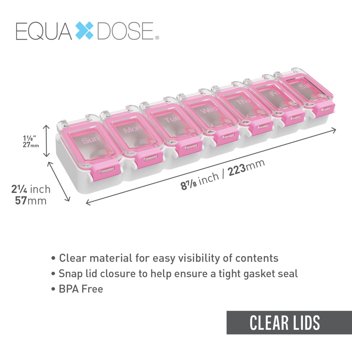 Equadose® Weekly Waterproof Pill Organizer