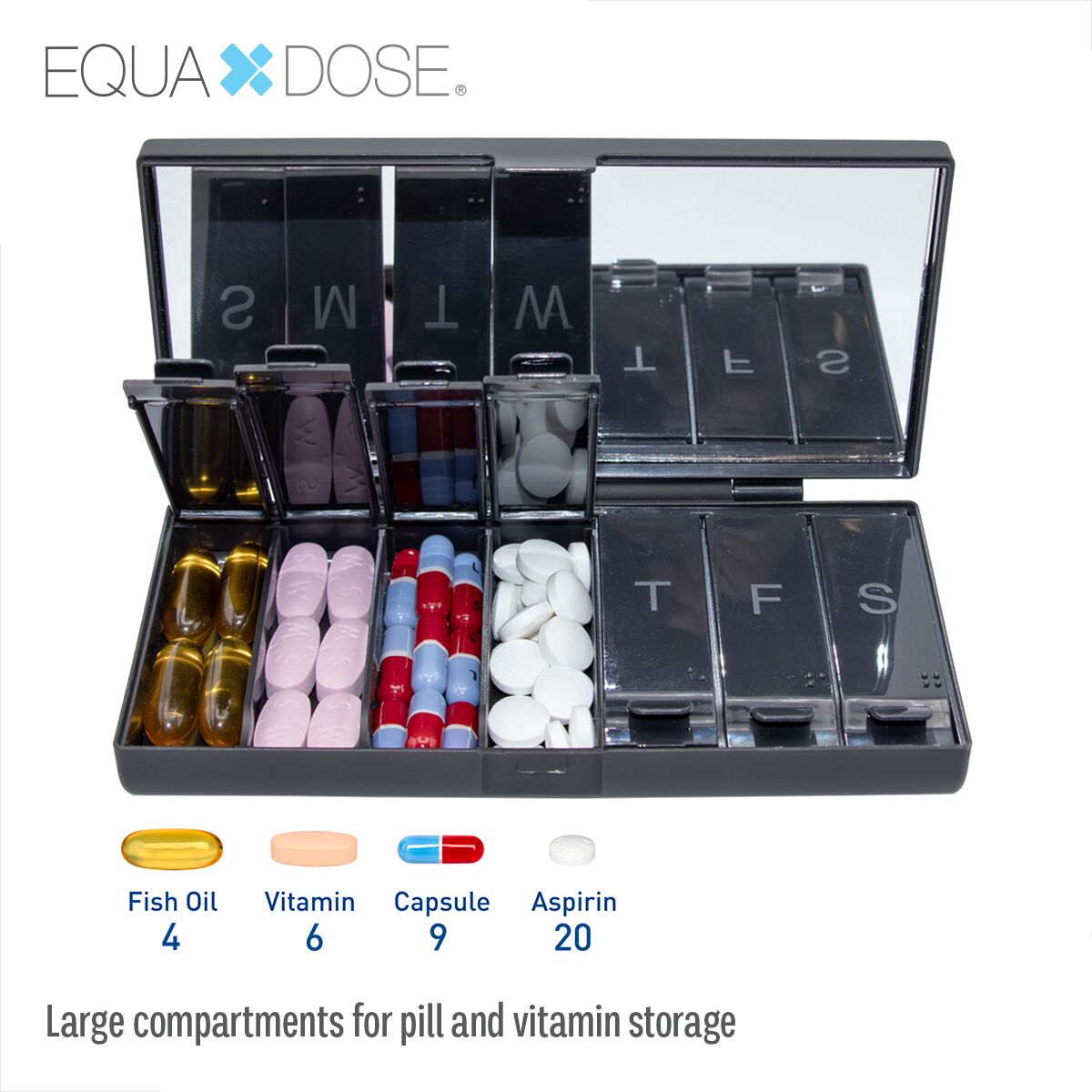 Equadose Mirrored Pill Organizer | Apothecary Brands Storage