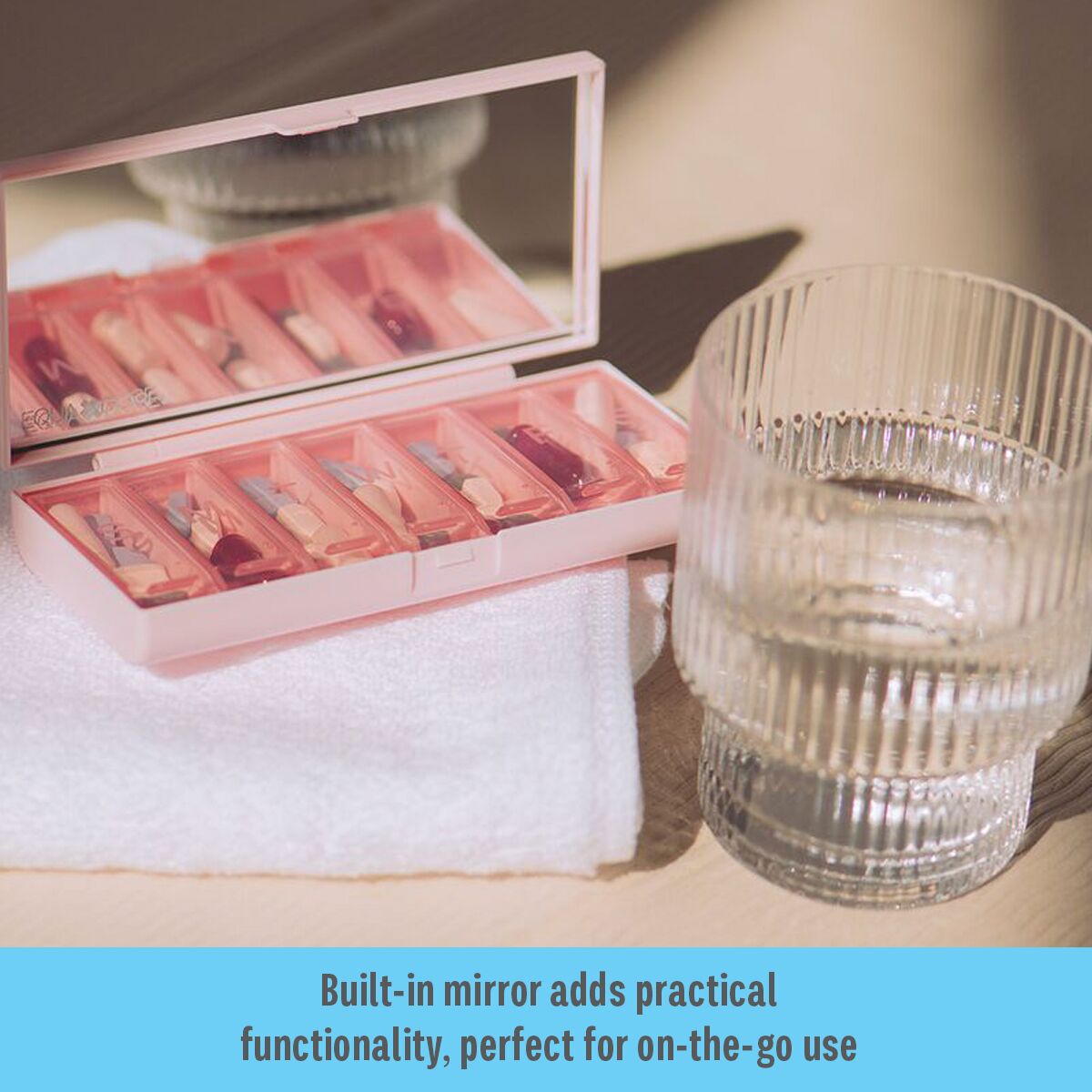 Equadose® Mirrored Travel Pill Case