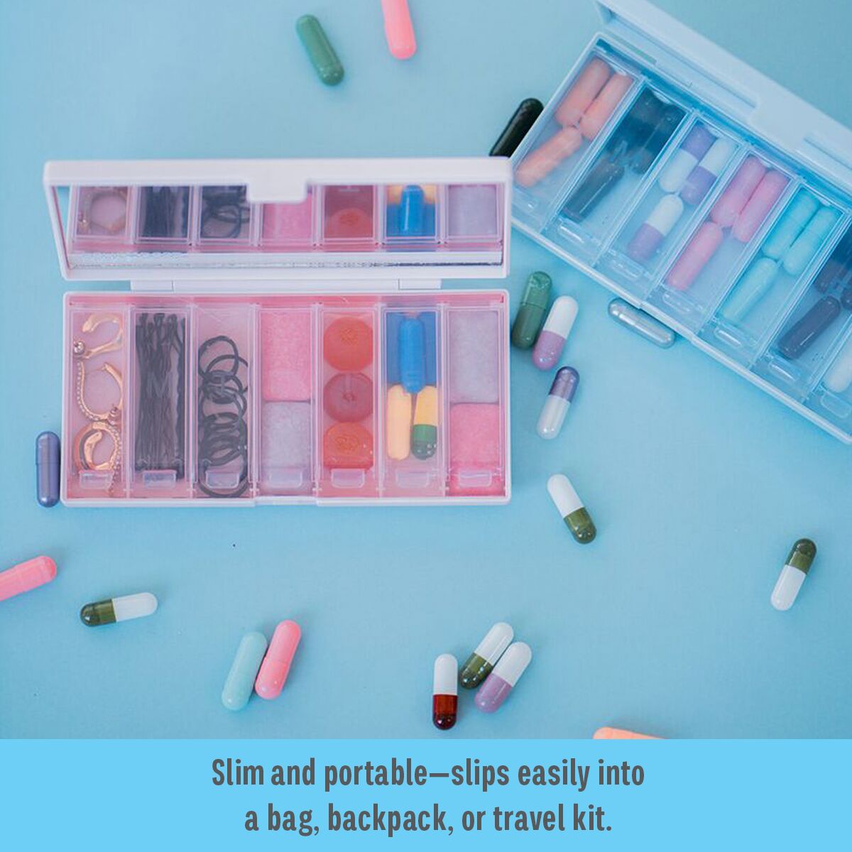 Equadose® Mirrored Travel Pill Case