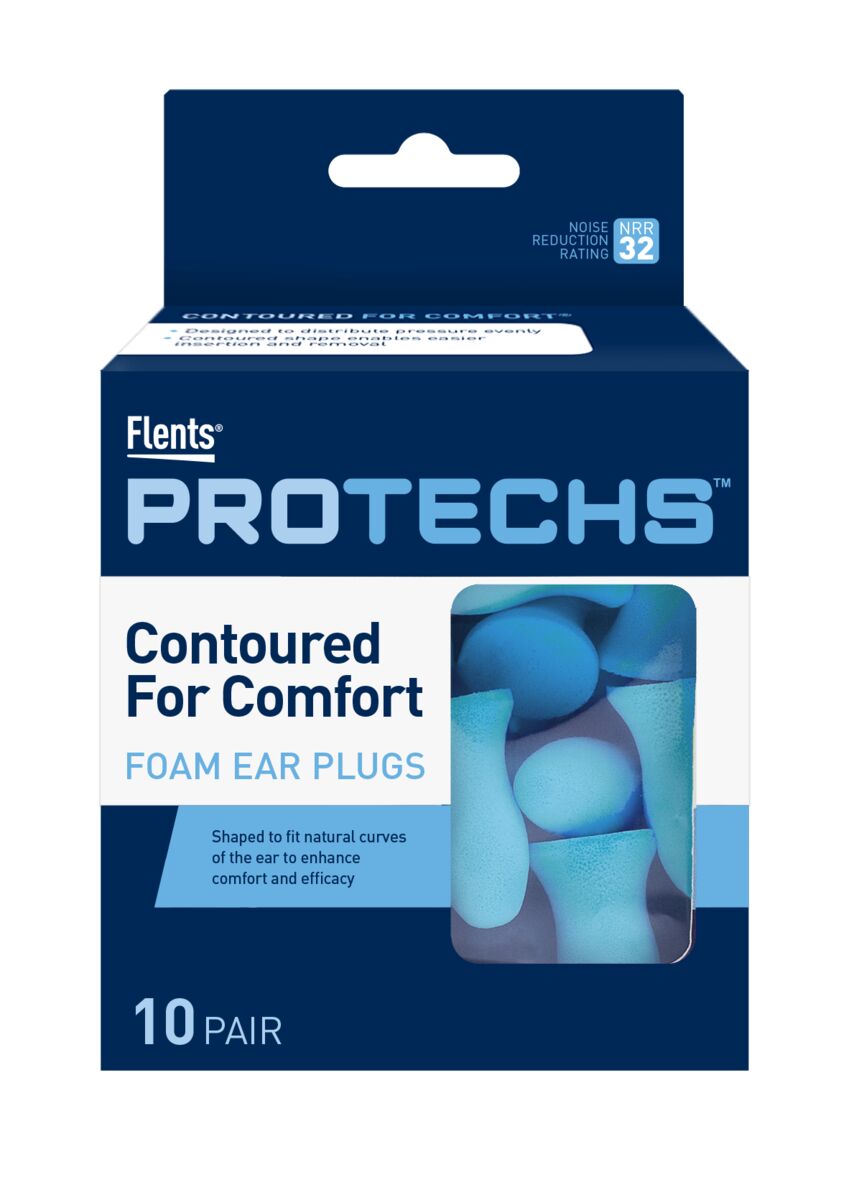 Flents Protechs Contoured for Comfort Foam Ear Plugs (Blue) - Noise Reduction Rating 32 | Apothecary Brands
