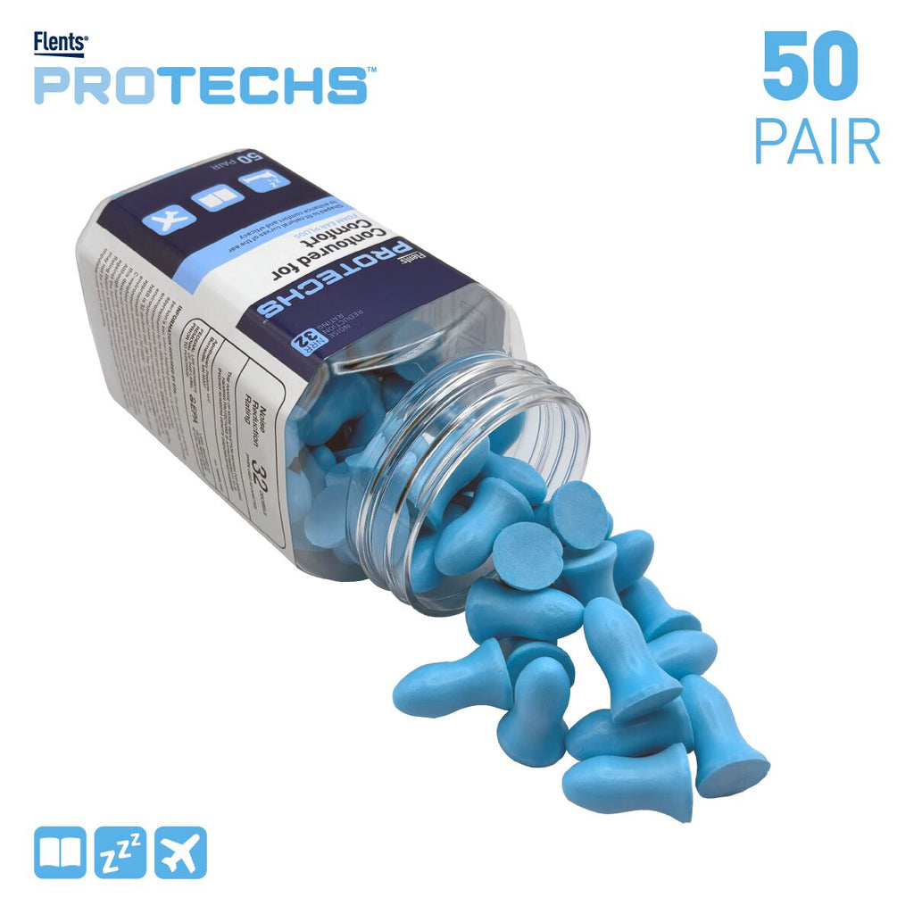 Flents Protechs 50 Pair NRR 32 Foam Ear Plugs - Contoured for Comfort | Apothecary Brands