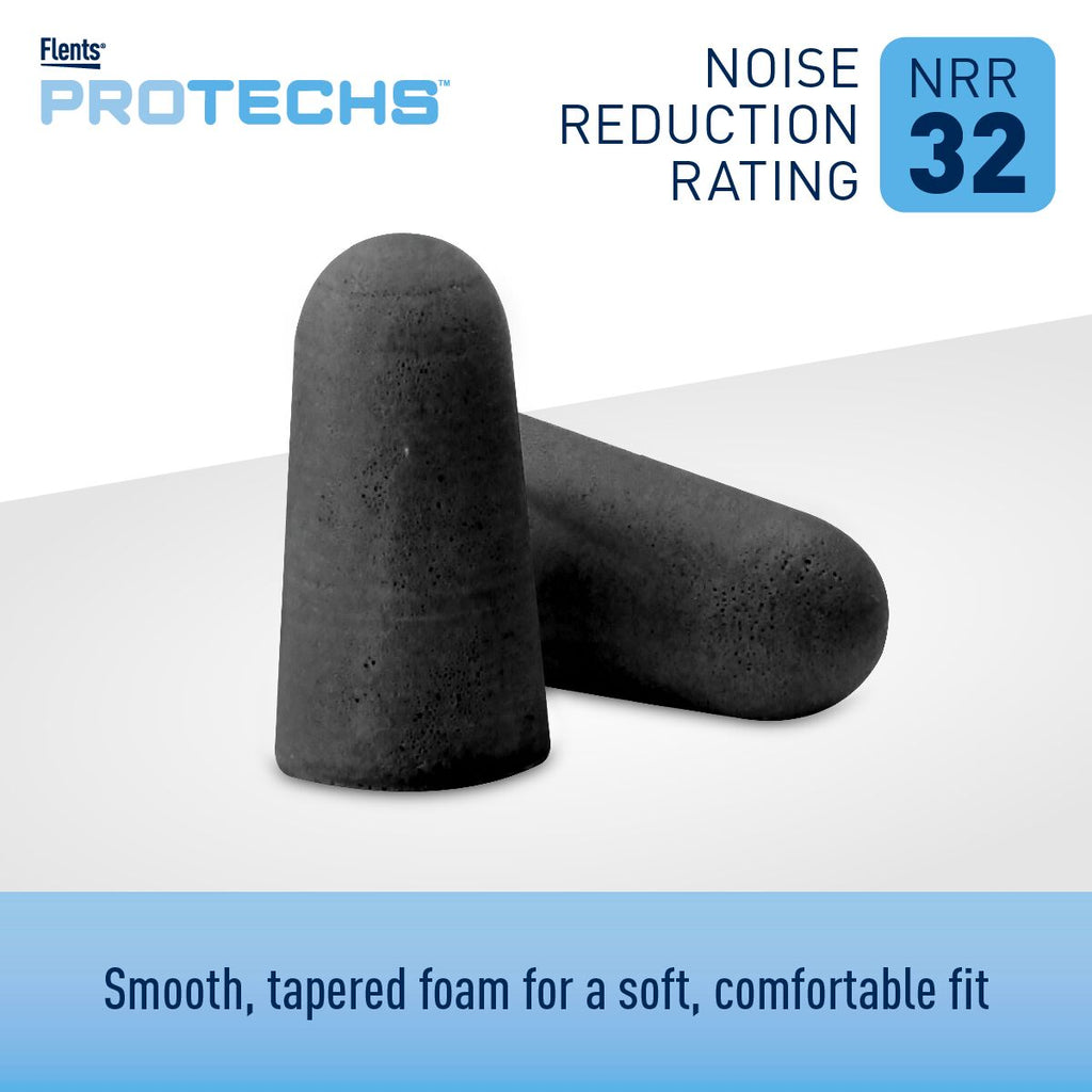 Flents Protechs Foam Ear Plugs | Noise Reduction Rating NRR 32 | Smooth, tapered foam for a soft comfortable fit at Apothecary Brands