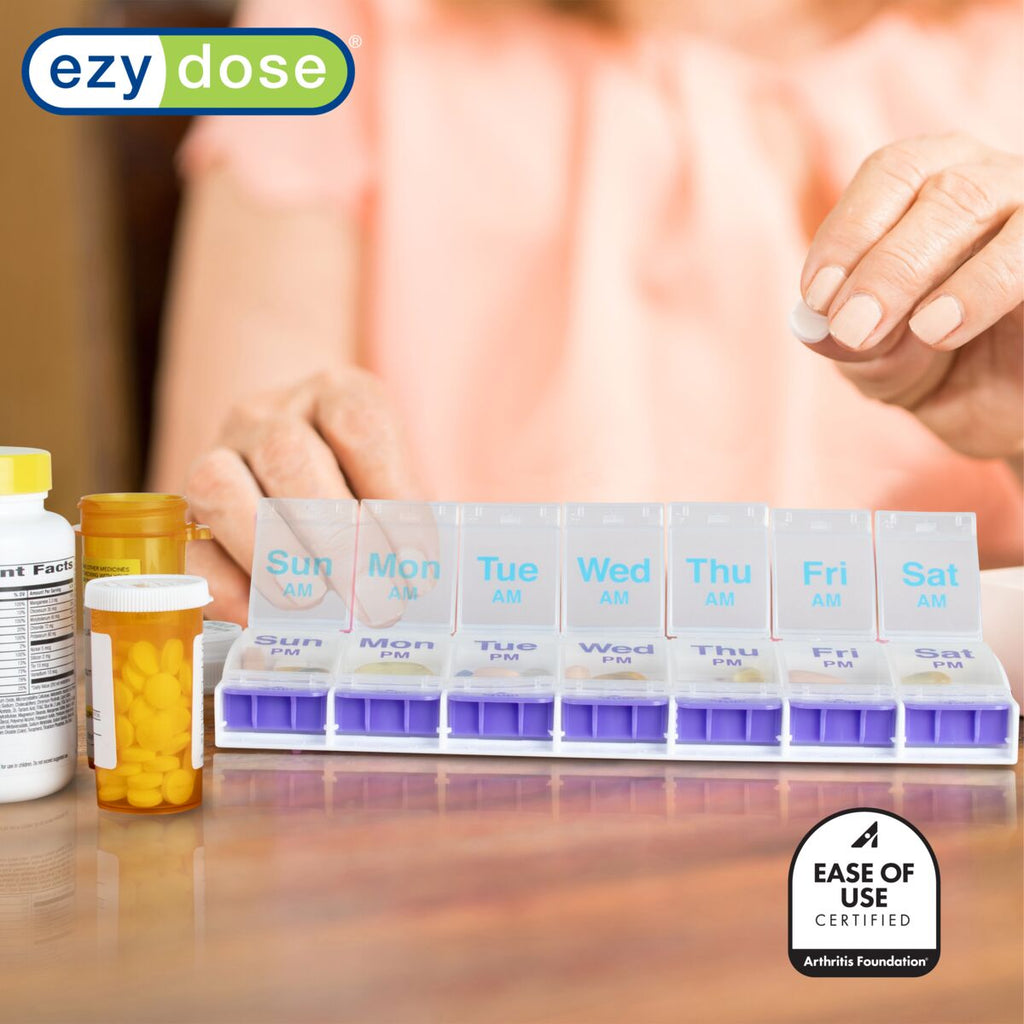 Ezy Dose® Weekly 2x/Day Pill Planner, Black & White