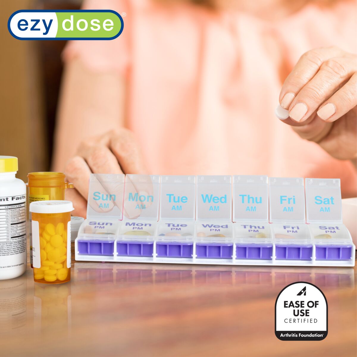 Ezy Dose® Push-Button One-Day-At-A-Time® Pill Organizer