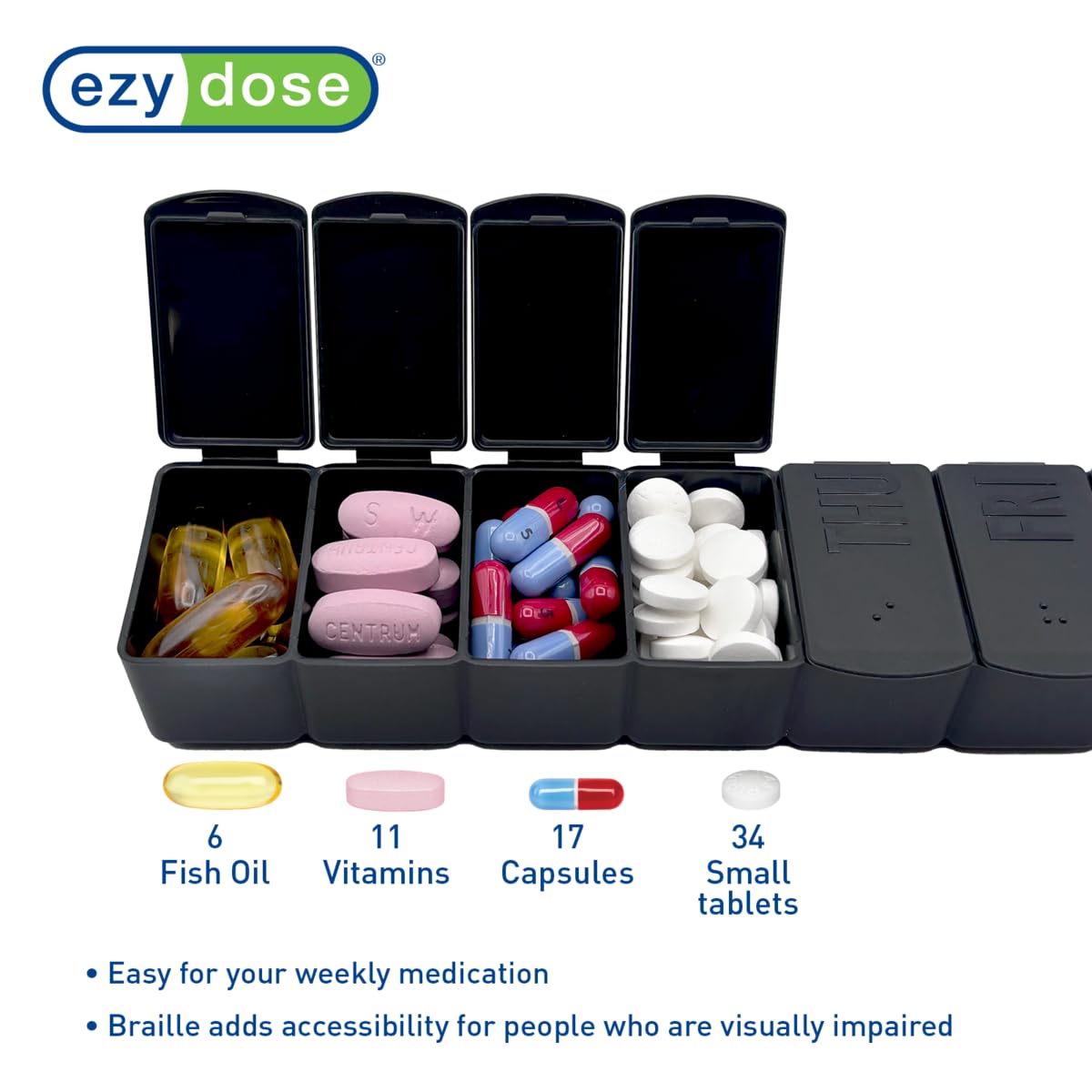 Ezy Dose® Weekly Matte Embossed Pill Organizer