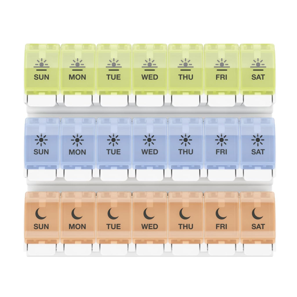 Ezy Dose® Push Button Weekly 3x/Day Pill Organizer, Pastel Rainbow