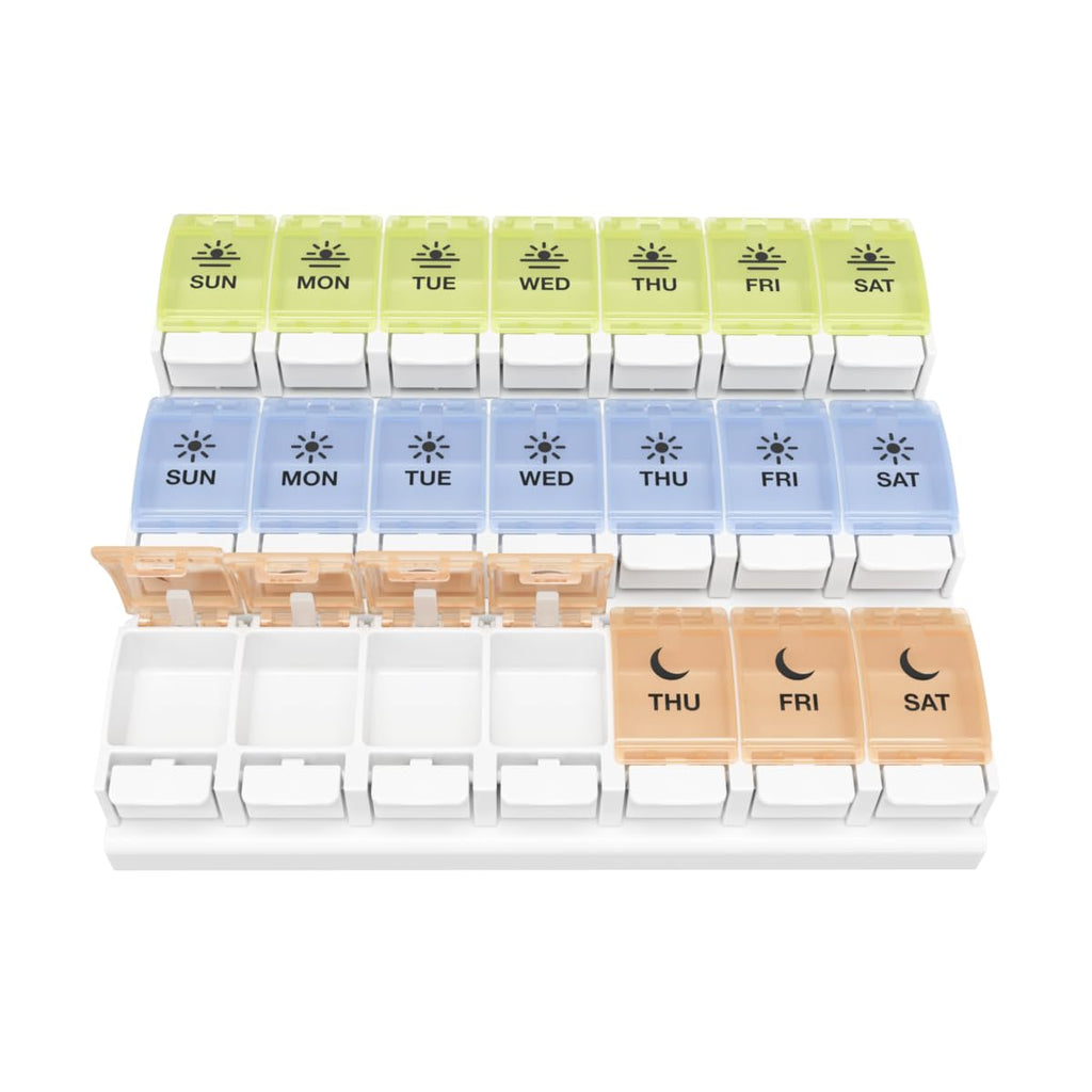 Ezy Dose® Push Button Weekly 3x/Day Pill Organizer, Pastel Rainbow
